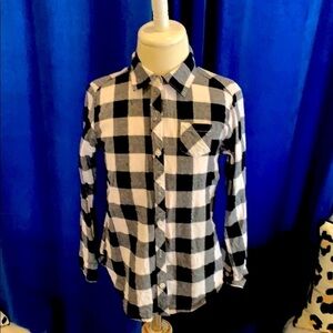 Black/Grey and white checked flannel